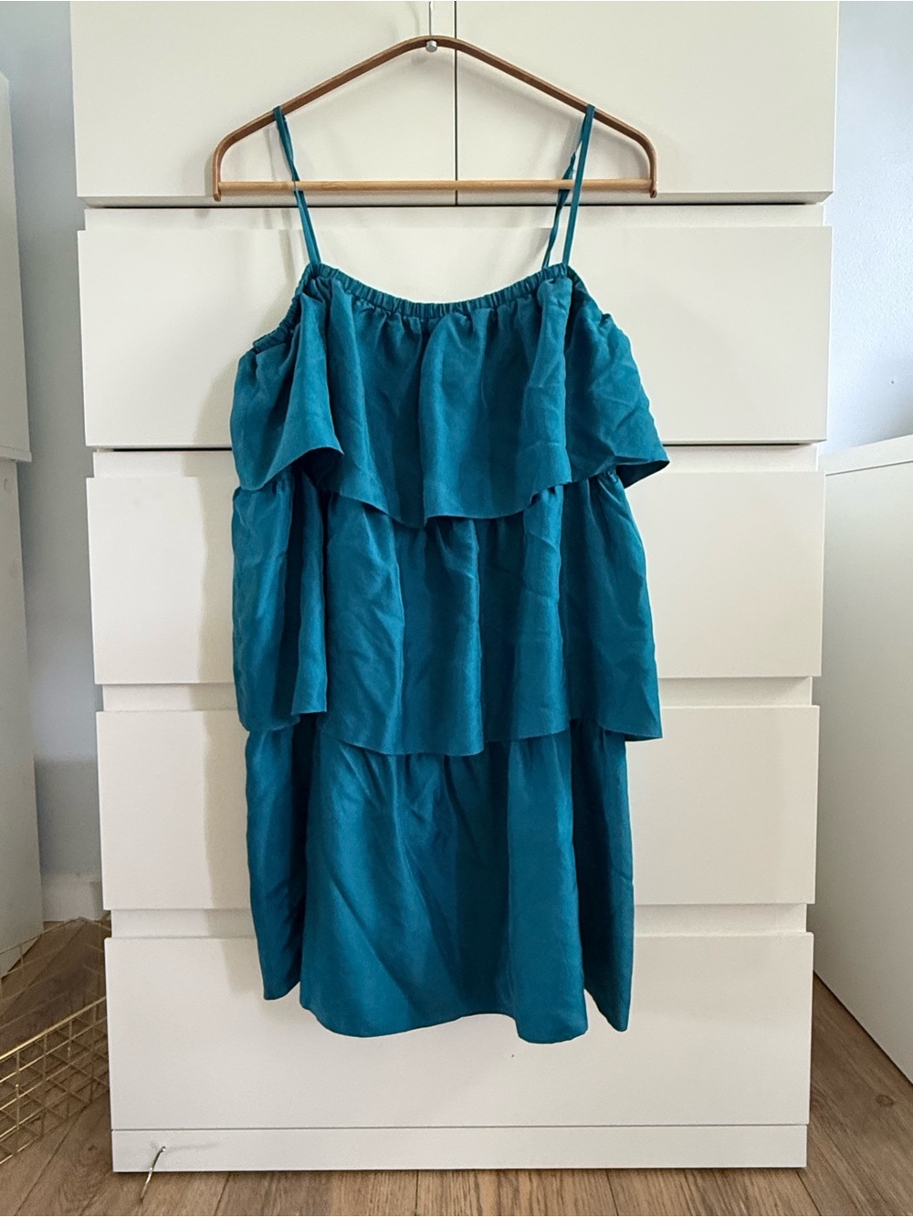 Susana Monaco 100% Silk Tiered Ruffle Dress – Teal, Size 2